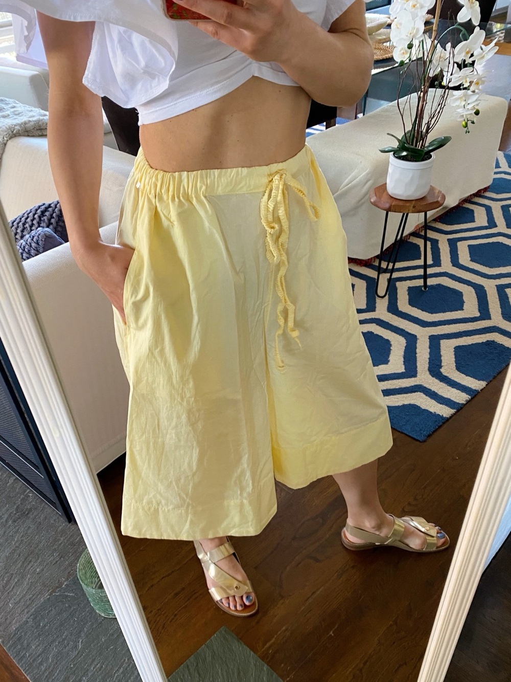 FREE PEOPLE Free-Est Yellow Elastic Waist Culottes Pant! ☀️ - Picture 3 of 17